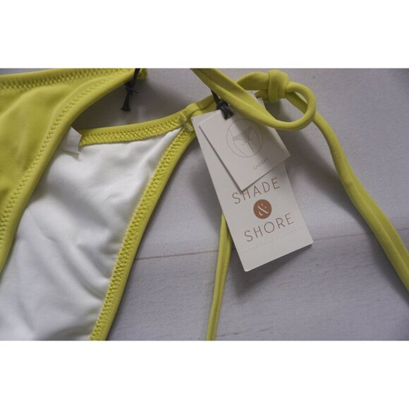Shade & Shore Lime Green Women's Tunneled Side-Tie Cheeky Bikini Bottom - Size - Picture 3 of 7